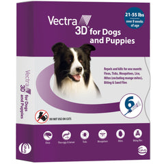 Vectra 3D medium-dog bottle pour on a medium dog for rapid protection against fleas.