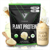 VEDGE vegan protein powder vanilla tub front highlighting 25g protein per serving