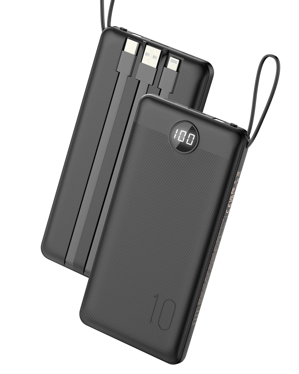 VEEKTOMX portable charger built-in cables enable on-the-go charging without hunting for cords.