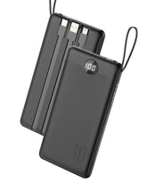 VEEKTOMX portable charger built-in cables enable on-the-go charging without hunting for cords.