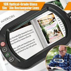 Veemagni rectangle magnifier lens close-up shows real glass lens for precise inspection