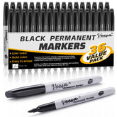 VEESA 36-pack permanent markers with a fine-tip for precise lines on paper and plastic.