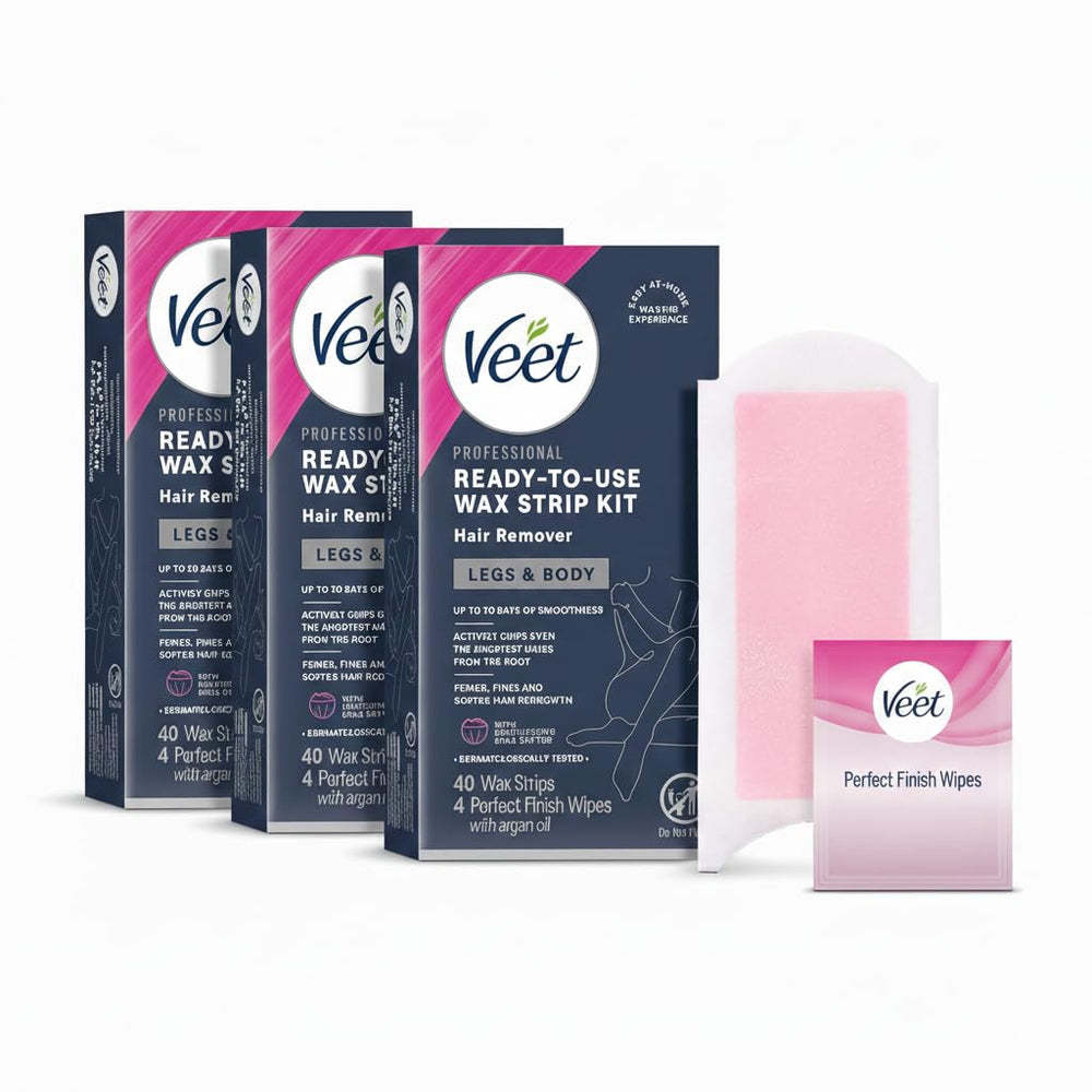 Veet sugar wax strips 40-count pack3 for easy at-home waxing