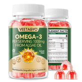 VEETAGYO vegan omega-3 gummies in a jar for plant-based daily omega-3 intake.