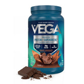 Vega Protein + Supergreens bottle demonstrates convenient daily fueling with plant-based protein.