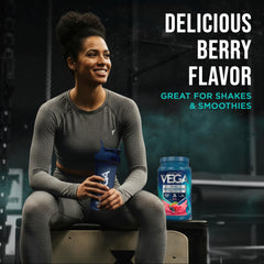 Vega Protein + Supergreens salted caramel bottle offers tasty daily nourishment