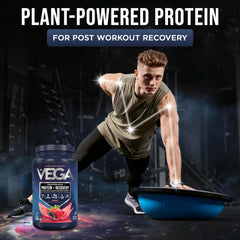 Vega Sport Berry protein powder scoop ready to measure the next serving