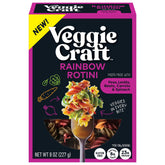 Veggiecraft Farms Rainbow Rotini Pasta pack showing vibrant noodles, gluten-free and protein-rich.