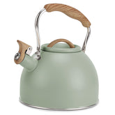 Vegoran Tea Kettle with wood-pattern handle heats water quickly on the stove