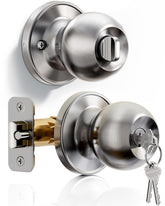 Veise keyed entry door knob in brushed nickel for secure outside access.