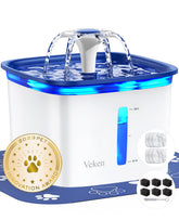 Veken 95oz blue pet fountain with large reservoir for pets.