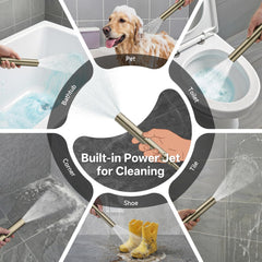 Veken handheld sprayer with power wash jet cleans soap scum from grout