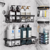 Veken rustproof and waterproof shower caddy 5-pack for clutter-free bathroom storage.
