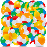 Vellibring 24 pack rainbow inflatable balls floating in a pool for pool games