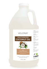 Velona MCT coconut oil bottle shown for quick absorption on skin and hair
