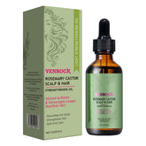 Venrock Rosemary Castor Oil bottle closeup for scalp nourishment.
