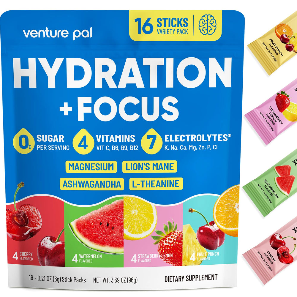 Venture Pal 2-in-1 hydration packets packaging for daily use.