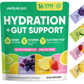 Venture Pal 2-in-1 Gut Electrolyte packets in a box for convenient hydration.