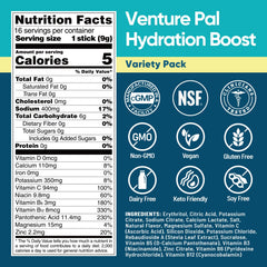 Venture Pal packets with 7 electrolytes and 5 vitamins for balanced hydration.