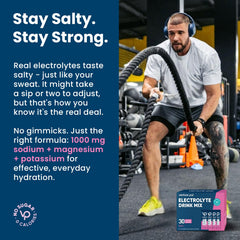 Venture Pal magnesium-potassium-sodium drink mix pictured ready to stir.