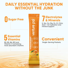 Venture Pal drink mix in a glass showing vitamin rich hydration after mixing.