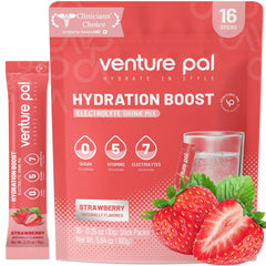 Venture Pal sugar-free electrolyte pack shown in packaging for convenient hydration