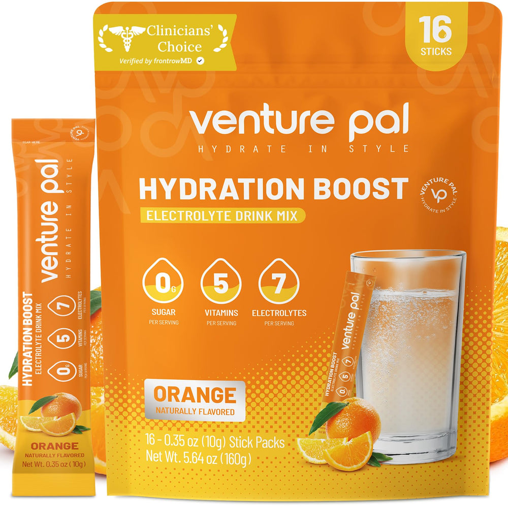 Venture Pal Sugar Free Electrolytes packaging front highlights vegan, keto-friendly credentials.