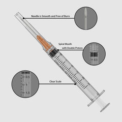 Veosor smooth plunger with numbered scale enables precise dosing.