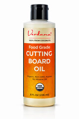Verdana cutting board oil bottle 8oz applying on wood to condition and protect.