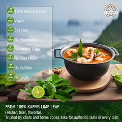 VERDIVIBE Kaffir lime leaves in dish-bowl illustrating authentic Thai flavor enhancement.