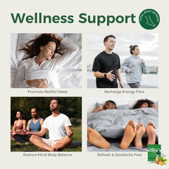 VERDORA adhesive sheets in use on feet before sleep for calming wear.
