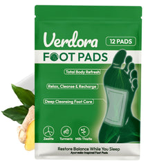 VERDORA Deep Cleansing Foot Pads pack with bamboo vinegar and ginger for relaxation.