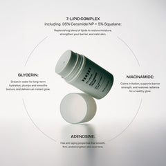 Versed Daily Recovery Rich Barrier Cream texture closeup highlights smooth finish.