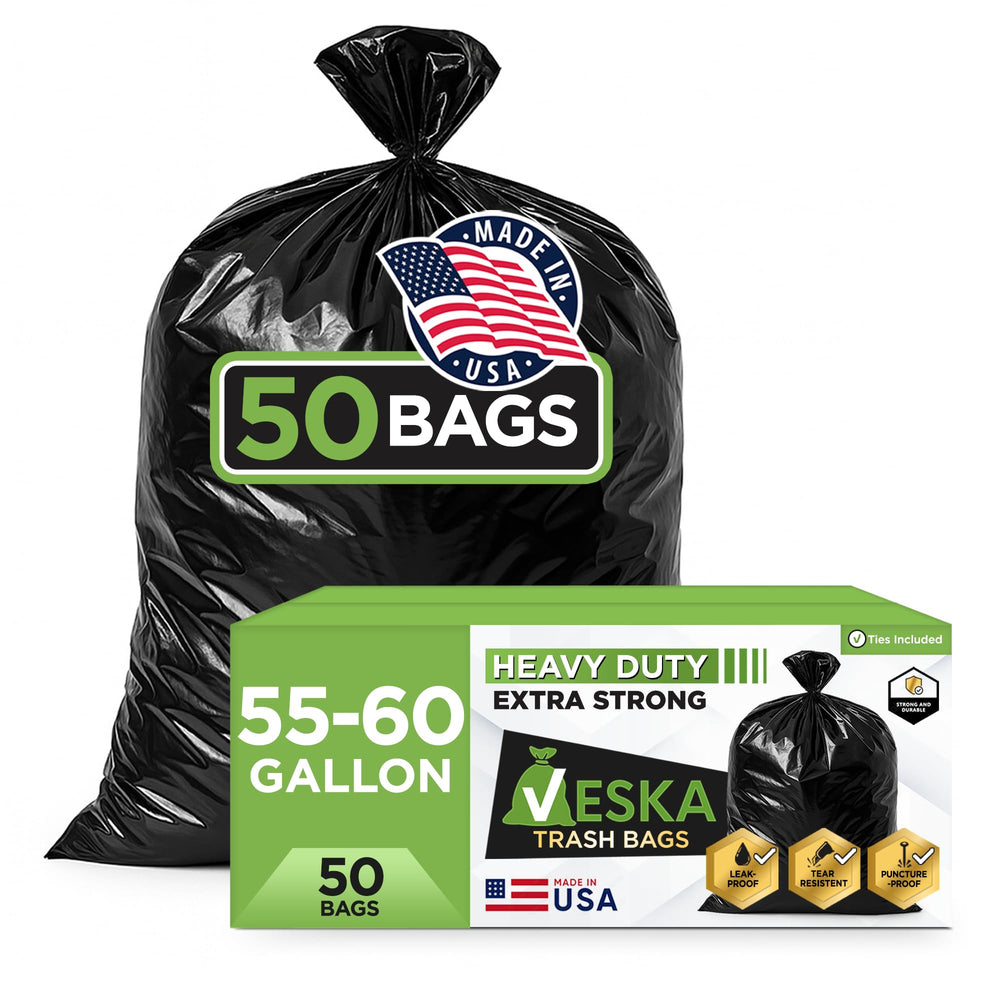 Veska 55-gallon bag shows tear-resistance for outdoor debris containment