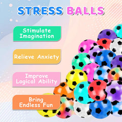VESPRO soccer-stress balls in vibrant colors for desk use and focus.