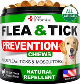 Vet Promise flea and tick chews bottle front for daily protection