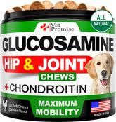 Vet Promise Glucosamine for Dogs bottle front, highlighting joint support for mobility.