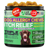 Vet Treat allergy relief chews bottle for dog itch relief and skin support.