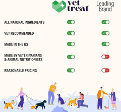 Vet Treat immune support dog chews visual emphasizes balanced gut health.