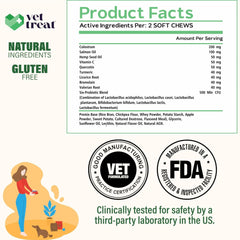 Vet Treat omega-3 fish oil ingredients image promotes healthy coat and skin.