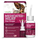 Vetality Otic Drops bottle front showing medicated formula for dog ear infection support