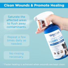 Vetericyn Plus application on a dressing to maintain moist healing.