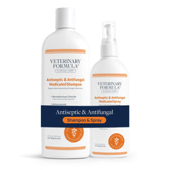 Veterinary Formula Clinical Care shampoo bottle for dogs and cats, gentle cleansing.