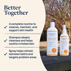 Close-up of Veterinary Formula Clinical Care shampoo lather cleansing the coat.
