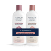 Veterinary Formula Ultra Oatmeal bundle with two bottles for dogs and cats, hydrating coat care.