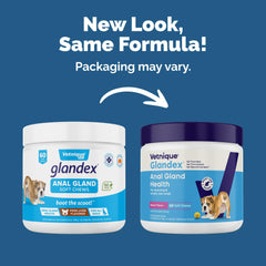 Glandex bacon chew close-up; dogs enjoy a tasty support for scoot comfort.