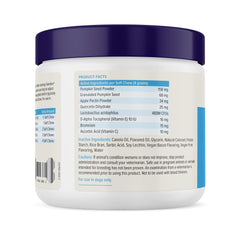 Serving Glandex on a plate; a dog-friendly daily supplement for digestion.