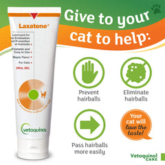 Cat receives maple gel on paw from Vetoquinol Laxatone for easy daily use