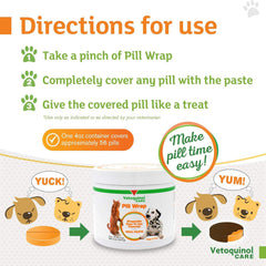 Vetoquinol Pill Wrap treat-time use with smell masking benefits for pets.