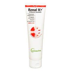 Vetoquinol Renal K front label on bottle for pet potassium support.